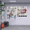 image:imageTORACK 97pcs Garage Storage 48x24 inch Pegboard Wall Organizer Metal Pegboard with Hooks Garage Storage Bins Utility Tool Board Panel Tool Organizer Silver