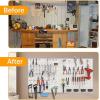 image:imageTORACK 97pcs Garage Storage 48x24 inch Pegboard Wall Organizer Metal Pegboard with Hooks Garage Storage Bins Utility Tool Board Panel Tool Organizer Silver