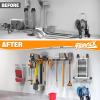 image:imageTORACK Garden Tool Organizer Wall Mount Garage Folding Chair Storage Rack Tools Rack for Shovels Rakes Broom Ladders Hooks for Keyhole Style Shelving Unit4 panels with 10 hooks