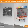 image:imageTORACK Heavy Duty Wall Mounted Folding Workbench SpaceSaving Collapsible Wall TableDesk for Garage Workshop Holds Up to 550 lbsBoard Size 4725 x 2275 in315x1575 Inch