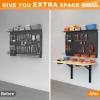 image:imageTORACK Heavy Duty Wall Mounted Folding Workbench SpaceSaving Collapsible Wall TableDesk for Garage Workshop Holds Up to 550 lbsBoard Size 4725 x 2275 in32x18 inch