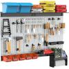 image:imageTORACK Pegboard Wall Organizer 4 ft Garage Metal Pegboard Tool Organizer System Tools Storage Peg Board Kit with Hooks and Accessories Wall Mounted Storage Bins Overhead ShelvesGrey
