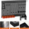 image:imageTORACK Pegboard Wall Organizer 4 ft Garage Metal Pegboard Tool Organizer System Tools Storage Peg Board Kit with Hooks and Accessories Wall Mounted Storage Bins Overhead ShelvesBlack