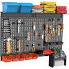 image:imageTORACK Pegboard Wall Organizer 4 ft Garage Metal Pegboard Tool Organizer System Tools Storage Peg Board Kit with Hooks and Accessories Wall Mounted Storage Bins Overhead ShelvesBlack
