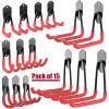 image:imageTORACK Garage Hooks Heavy Duty 15 Pack Wall Mount Steel Utility HooksampHangers AntiSlip Rubber Coated Garage Storage Organizer for Garden Tools Power Tools Ladders Brooms Bikes Bulk ItemsPack of 15