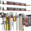 image:imageTORACK Garden Tool Organizer Wall Mount Garage Folding Chair Storage Rack Tools Rack for Shovels Rakes Broom Ladders Hooks for Keyhole Style Shelving Unit4 panels with 10 hooks