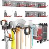 image:imageTORACK Garden Tool Organizer Wall Mount Garage Folding Chair Storage Rack Tools Rack for Shovels Rakes Broom Ladders Hooks for Keyhole Style Shelving Unit3 panels with 8 hooks