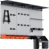 image:imageTORACK Pegboard Wall Organizer 4 ft Garage Metal Pegboard Tool Organizer System Tools Storage Peg Board Kit with Hooks and Accessories Wall Mounted Storage Bins Overhead ShelvesGrey