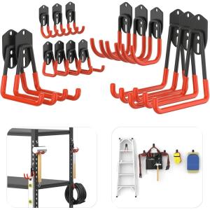 image:imageTORACK 15 PCS Garage Storage System Hooks Shelving Hooks for Keyhole Shelving Units Wall Mount Utility Hooks for Tools Ladders Cords Folding Chairs Shovels and RakesBlackOrange