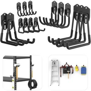 image:imageTORACK 15 PCS Garage Storage System Hooks Shelving Hooks for Keyhole Shelving Units Wall Mount Utility Hooks for Tools Ladders Cords Folding Chairs Shovels and RakesBlackBlack