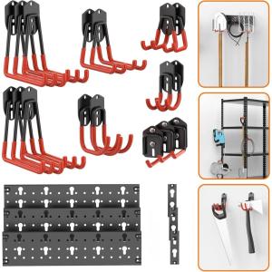 image:imageTORACK 15 PCS Garage Storage System Hooks Shelving Hooks for Keyhole Shelving Units Wall Mount Utility Hooks for Tools Ladders Cords Folding Chairs Shovels and RakesBlackOrangeBlack