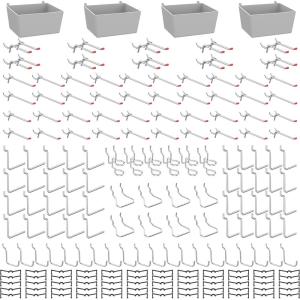 image:imageTORACK 188 PCS Pegboard Accessories Kit with Hooks Bins and Peg Locks Pegboard Hook for 14 Pegboards Tool Organizer for Garage Workshop Craft Room