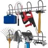 image:imageTORACK Heavy Duty Garage Hooks Tool Organizer 2Pack Wall Mount Storage Rack Black Adjustable 8 Hooks 500 lbs Capacity Garage Tool Organization