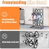 image:imageTORACK Freestanding Bike Storage Stand for Garage Heavy Duty 7 Bikes and 7 Helmets Vertical Bike Storage Stand Floor Bikes Storage RackStand for 4 bikes