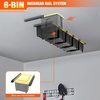 image:imageTORACK Garage Ceiling Bin Storage Rack Adjustable Heavy Duty Overhead Tote Storage Rail Systemfor 5 Bins Bins are not includedfor 6 bins