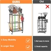 image:imageTORACK Garden Tool Stand with Wheels Rakes Shovels Holder Yard Tools Organizer for Garage Garden Shed IndoorOutdoor LongHandled Tools CartTool stand with side shelvesTool stand