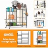 image:imageTORACK Garden Tool Stand with Wheels Rakes Shovels Holder Yard Tools Organizer for Garage Garden Shed IndoorOutdoor LongHandled Tools CartTool stand with side shelvesTool stand with side shelves