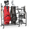 image:imageTORACK Golf Bag Storage for Garage Rolling Golf Bag Stand Golf Equipment amp Accessories Storage Rack with ShelvesBlack