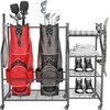 image:imageTORACK Golf Bag Storage for Garage Rolling Golf Bag Stand Golf Equipment amp Accessories Storage Rack with ShelvesBlack