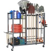 image:imageTORACK Garden Tool Stand with Wheels Rakes Shovels Holder Yard Tools Organizer for Garage Garden Shed IndoorOutdoor LongHandled Tools CartTool stand with side shelvesTool stand with side shelves