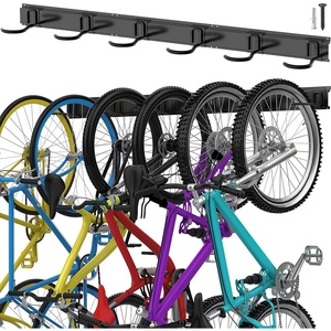 image:imageTORACK Bike Storage Rack 6 Bike Rack Wall Mount Home and Garage Organizer Vertical Bicycles Hanger Hooks for Indoor Space SavingBlack