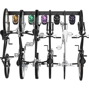 image:imageTORACK Bike Storage Rack 6 Bike Racks amp 5 Hooks for Garage Wall Mount Vertical Bicycles Hanger for Home Space Saving up to 600lbs 64inch