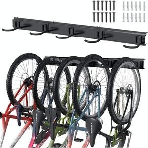 image:imageTORACK Bike Storage Rack Wall Mount Garage Bike Hanger for 5 Bicycles Adjustable Bike Hooks for Home indoor Holds Up to 300lbs