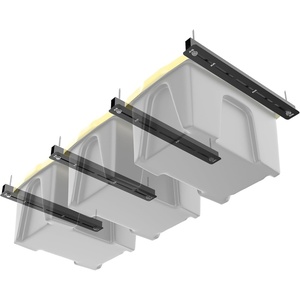 image:imageTORACK Garage Ceiling Bin Storage Rack Adjustable Heavy Duty Overhead Tote Storage Rail Systemfor 5 Bins Bins are not includedfor 3 bins
