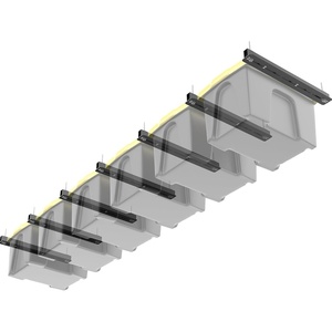 image:imageTORACK Garage Ceiling Bin Storage Rack Adjustable Heavy Duty Overhead Tote Storage Rail Systemfor 5 Bins Bins are not includedfor 6 bins