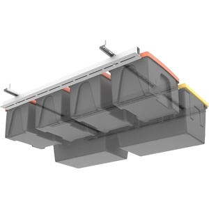 image:imageTORACK Garage Ceiling Bin Storage Rack Overhead Tote Storage Rail System Heavy Duty Adjustable Tote Slide Rails Garage Bins Storage SystemBlack Bins are not includedWhite