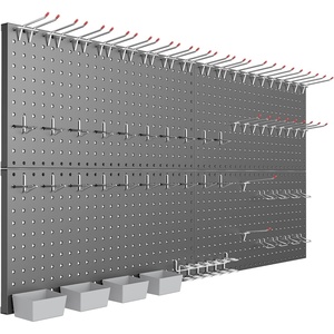 image:imageTORACK Garage Tools Organizer Boards Kit with Hooks Modular WallMounted Tool Storage Pegboard for WorkbenchBlack 4 Panels with HooksBlack
