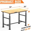 image:imageTORACK Adjustable Workbench with Rubberwood Top 32 x 18 HeavyDuty Garage Work Table Height Adjustable 2838 Supports Up to 1500 lbs42 x 20 inch